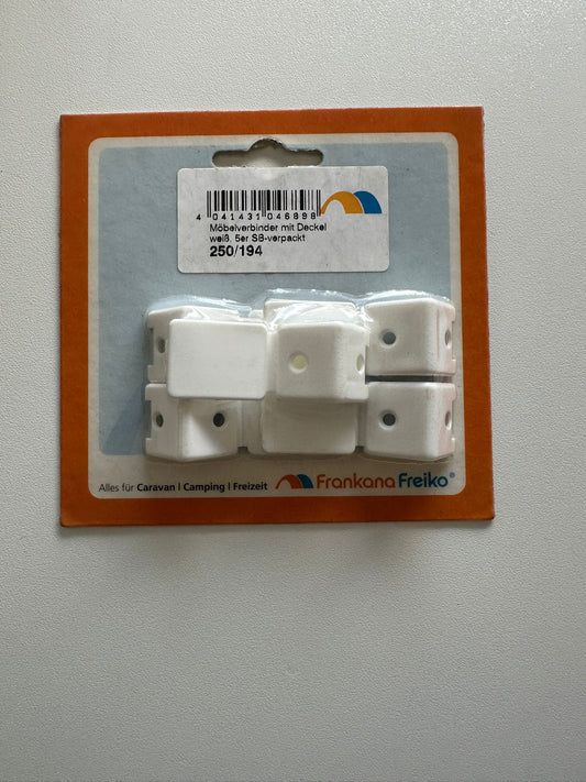 Möbelverbinder mit Deckel Weiß 5er Set